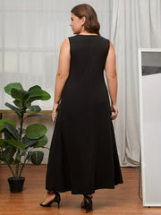  Colorblock Lace Maxi Tank Dress