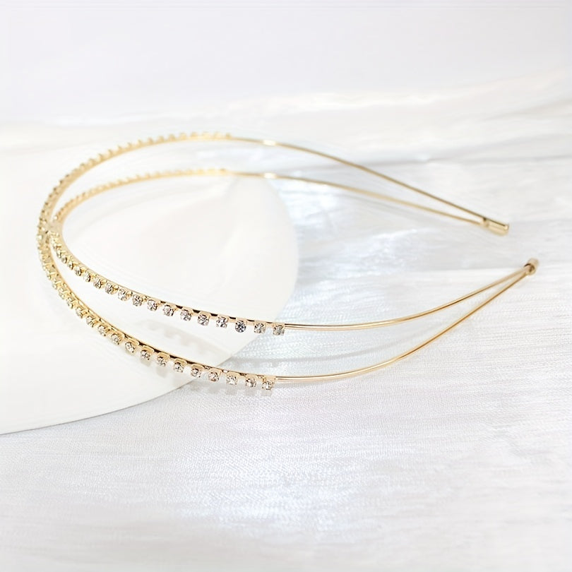 Crossed Rhinestone Headband Skinny Headdress Hair Band for Wedding