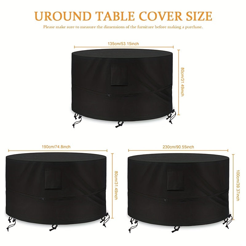 Round Garden Table Cover Waterproof Anti UV Outdoor Circular Table Cover