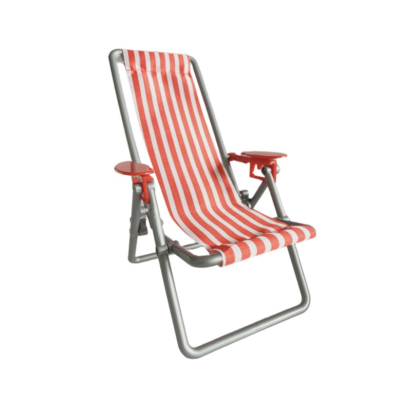 Mini Beach Chair Folding Canvas Striped Dollhouse Accessory