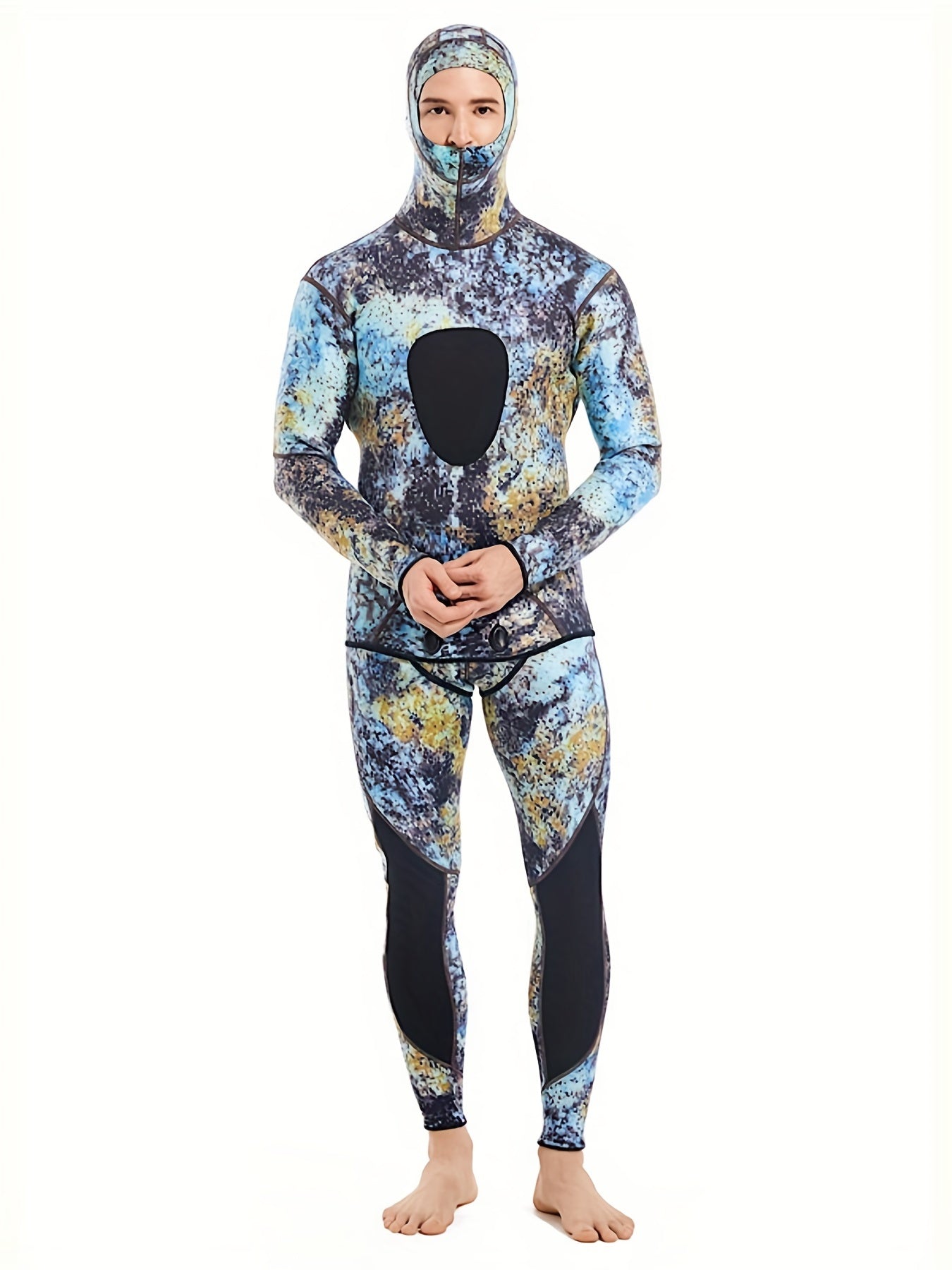 Men's Neoprene 3mm Hoodie Wetsuit Camo Mid Stretch Full Suit