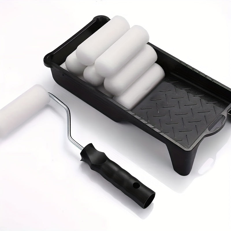12pcs Foam Paint Tray Set w/ Roller Frame & Roller Cover Refills