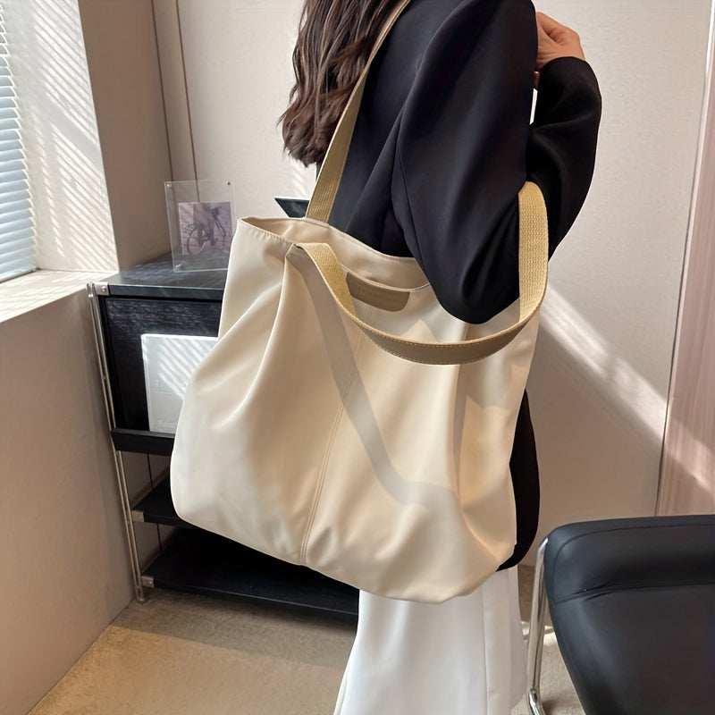 Large Canvas Tote Bag with Zipper, Versatile Shoulder Bag