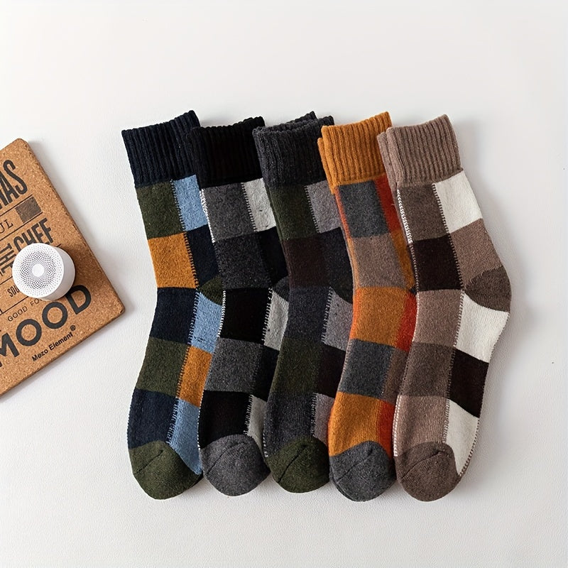 5 Pairs Ruffle Plaid Rabbit Wool Warm Socks