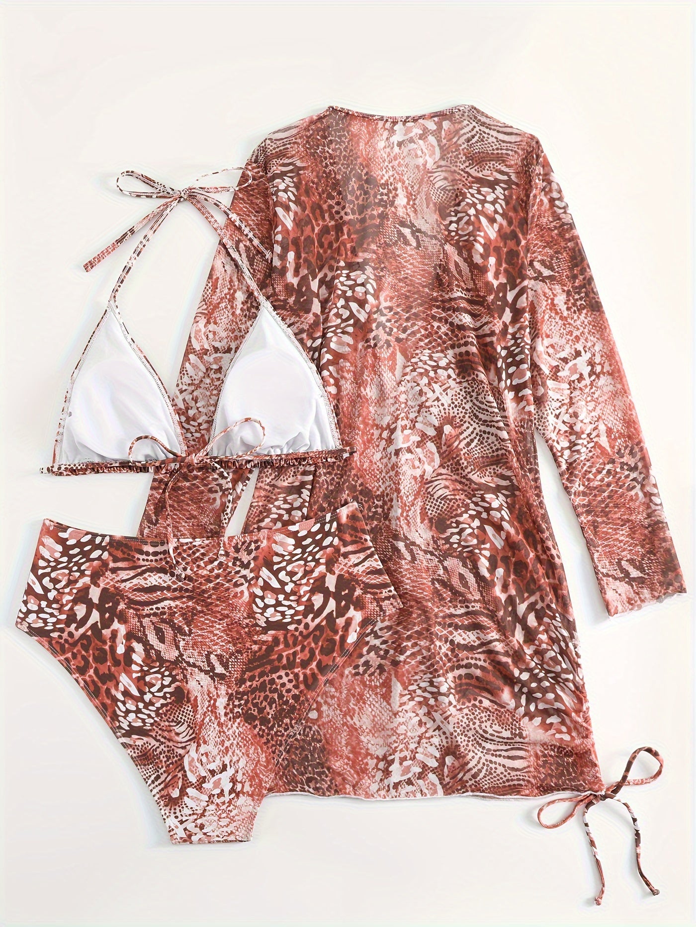  Tie Dye Bikini Set with Long Sleeve Cover Up