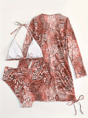  Tie Dye Bikini Set with Long Sleeve Cover Up