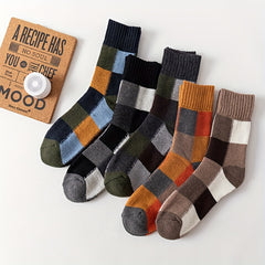 5 Pairs Ruffle Plaid Rabbit Wool Warm Socks