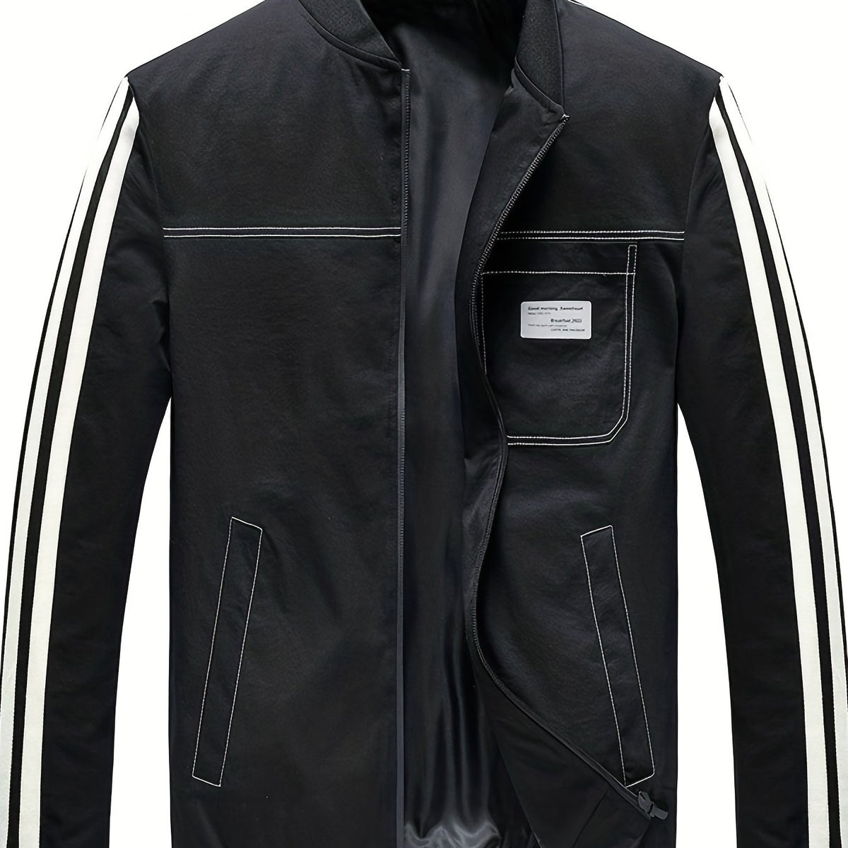 Men's Contrast Stitching Baseball Collar Jacket Coat