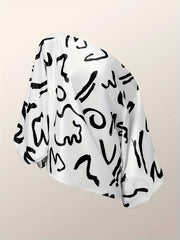  Graffiti Print One Shoulder Lantern Sleeve Top