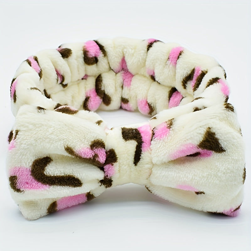 Soft Coral Fleece Bow Hair Band for Women