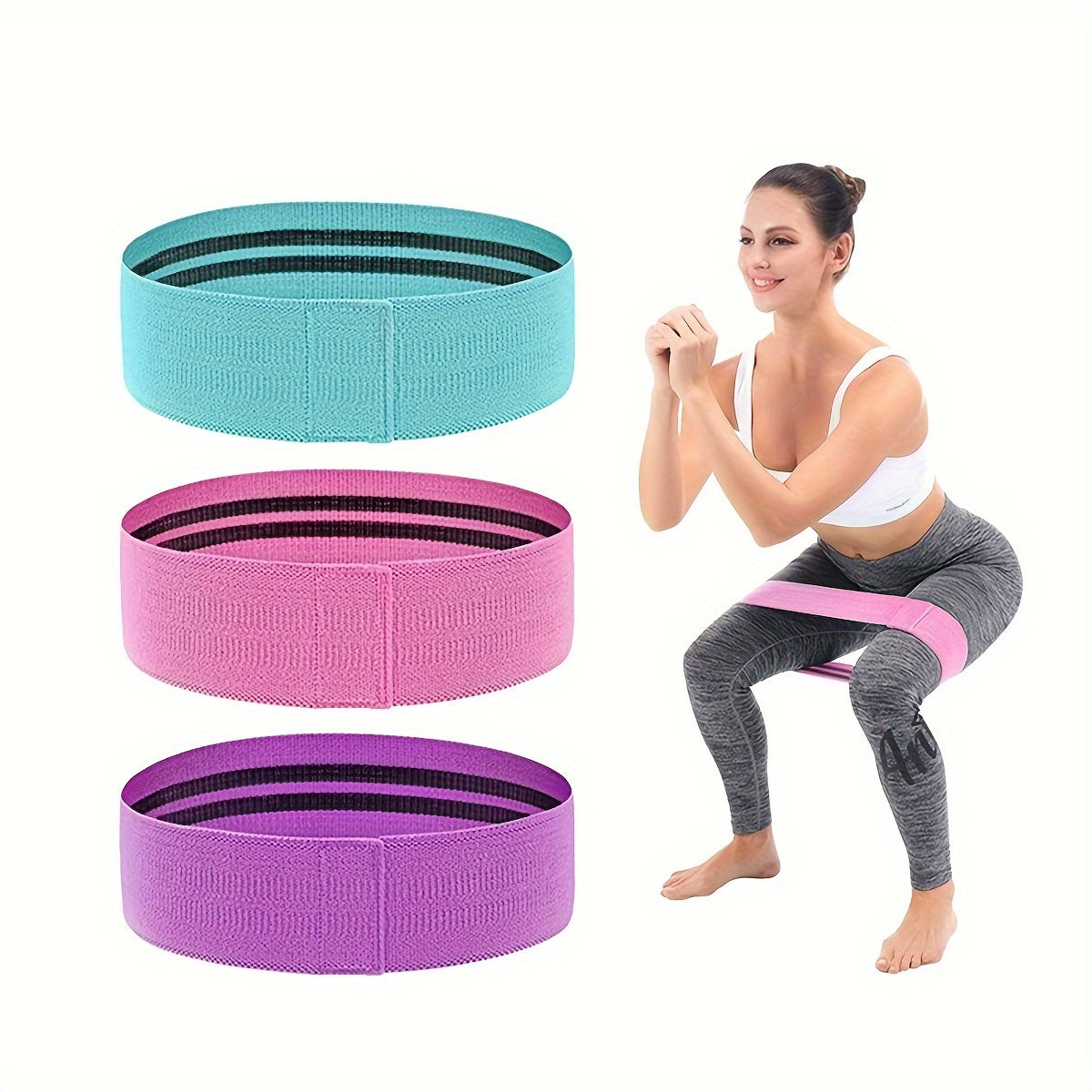 3pcs Non-slip Fabric Resistance Bands Set for Hip Lifting Strength Training