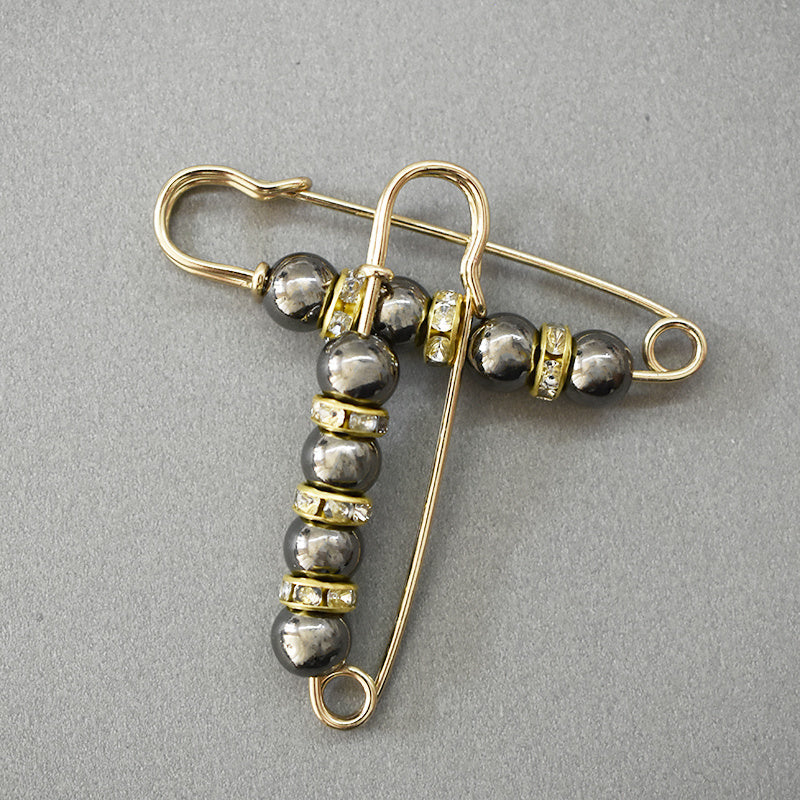 Metal Rhinestone Golden Brooch Pin Women's Accessories