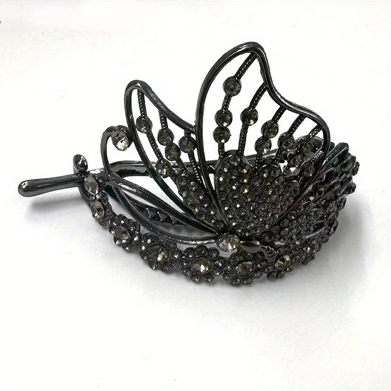 Vintage Rhinestone Butterfly Hair Cuff Claw Barrette for Women Girls