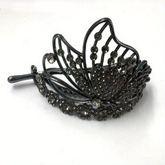 Vintage Rhinestone Butterfly Hair Cuff Claw Barrette for Women Girls