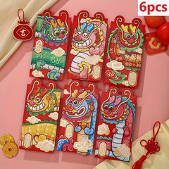 6 12pcs Dragon Year Red Envelope Cartoon 3D Lucky Universal Red Envelope