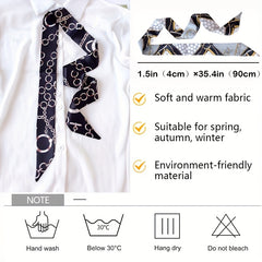 Chain Print Skinny Scarf Long Ribbon Neckerchief French Style Twilly Scarf