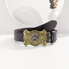 Men's Vintage Coffee Casual Embossed Belt