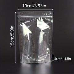 50pcs Clear Stand Up Bags With Zipper for Food Storage Dried Fruit Snack Nut Tea