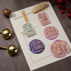 3D Embossed Fire Paint Brass Stamp Christmas Series Carved Snow Gift Bag Pattern