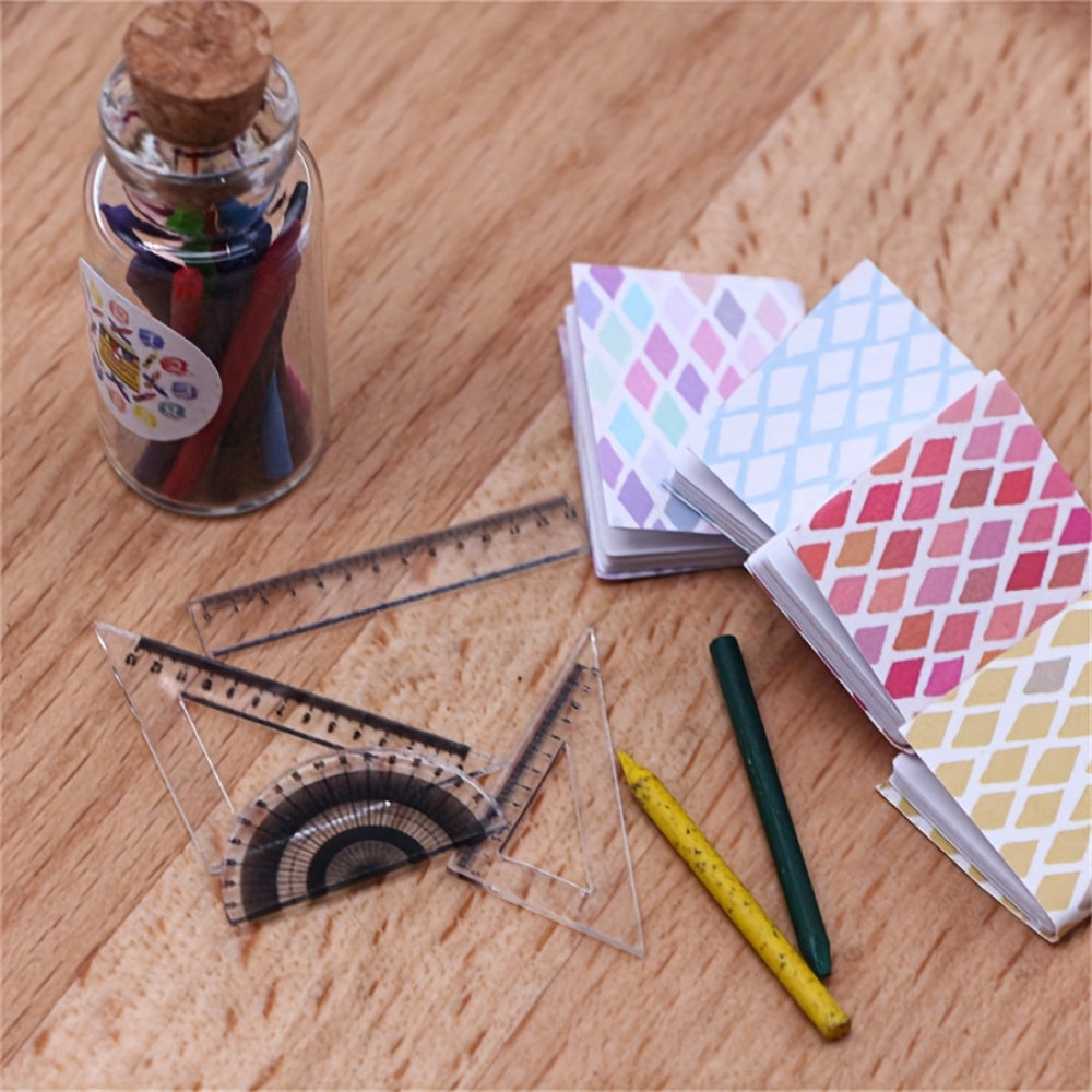 4pcs Dollhouses Plastic Ruler Set Realistic Stationery Learning Supplies