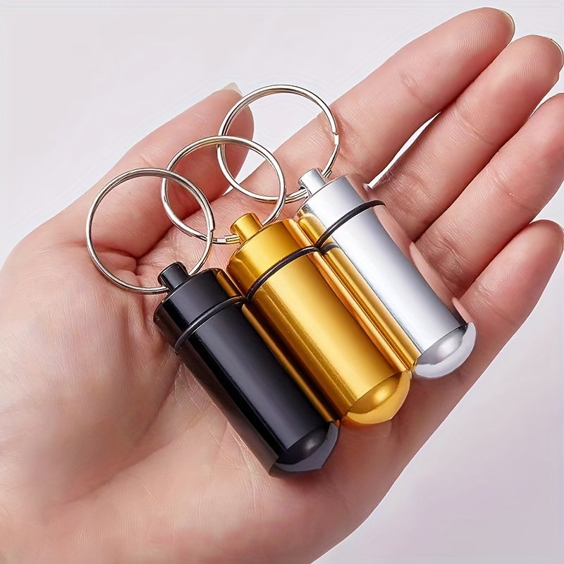 Portable Aluminum Keychain Pill Box Waterproof Travel Meds Storage