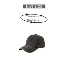 Vintage Distressed Baseball Cap Cross Print Dad Hats Y2K Sun Hats