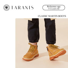TARANIS Girls Combat Boots Lace Up Side Zip Soft Sole Anti Slip High Top Shoes