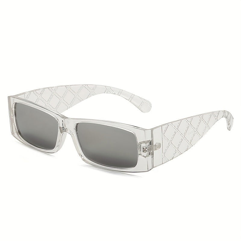 Square Frame Futuristic Sunglasses Wide Temple Cyber Punk Style