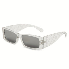 Square Frame Futuristic Sunglasses Wide Temple Cyber Punk Style