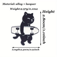 Cartoon Skateboard & Cat Brooch Silk Scarf Buckle Lapel Pin