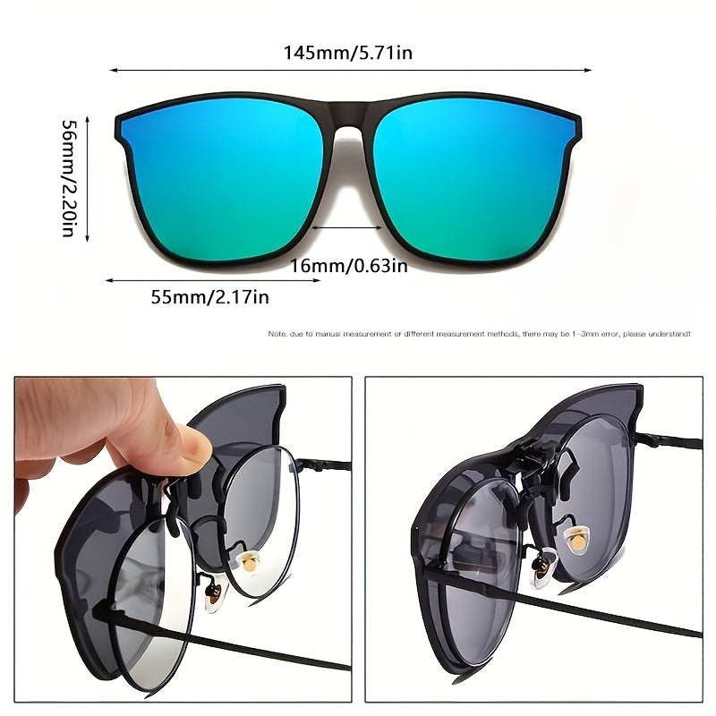 Clip on Sunglasses Polarized TR90 Frame Lightweight Flip Up Driving Fishing