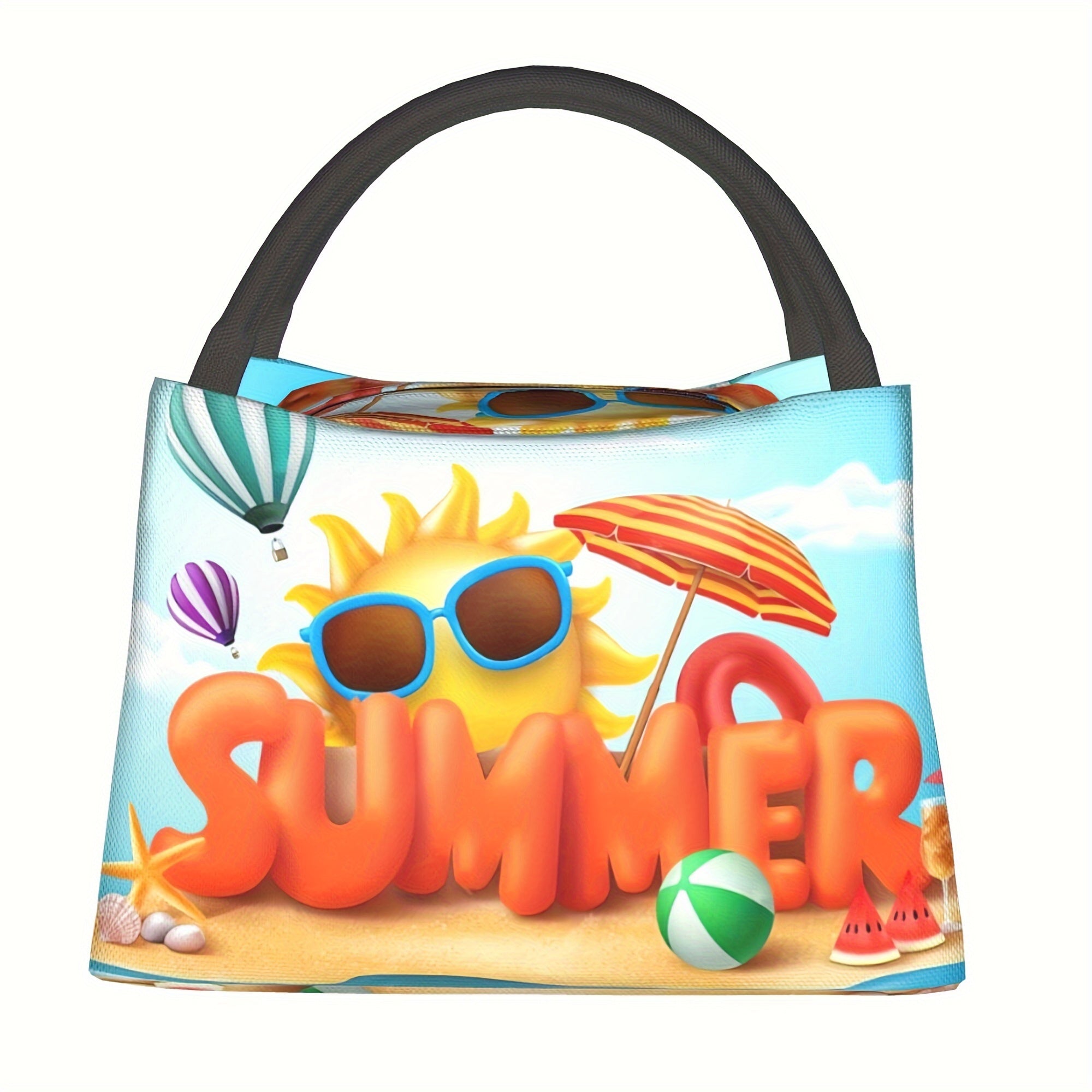 Summer Sun Pattern Reusable Refrigerated Bag Portable Insulated Bag