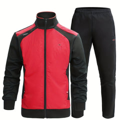 Men's Block Suit Zip Up Jacket & Athletic Pants