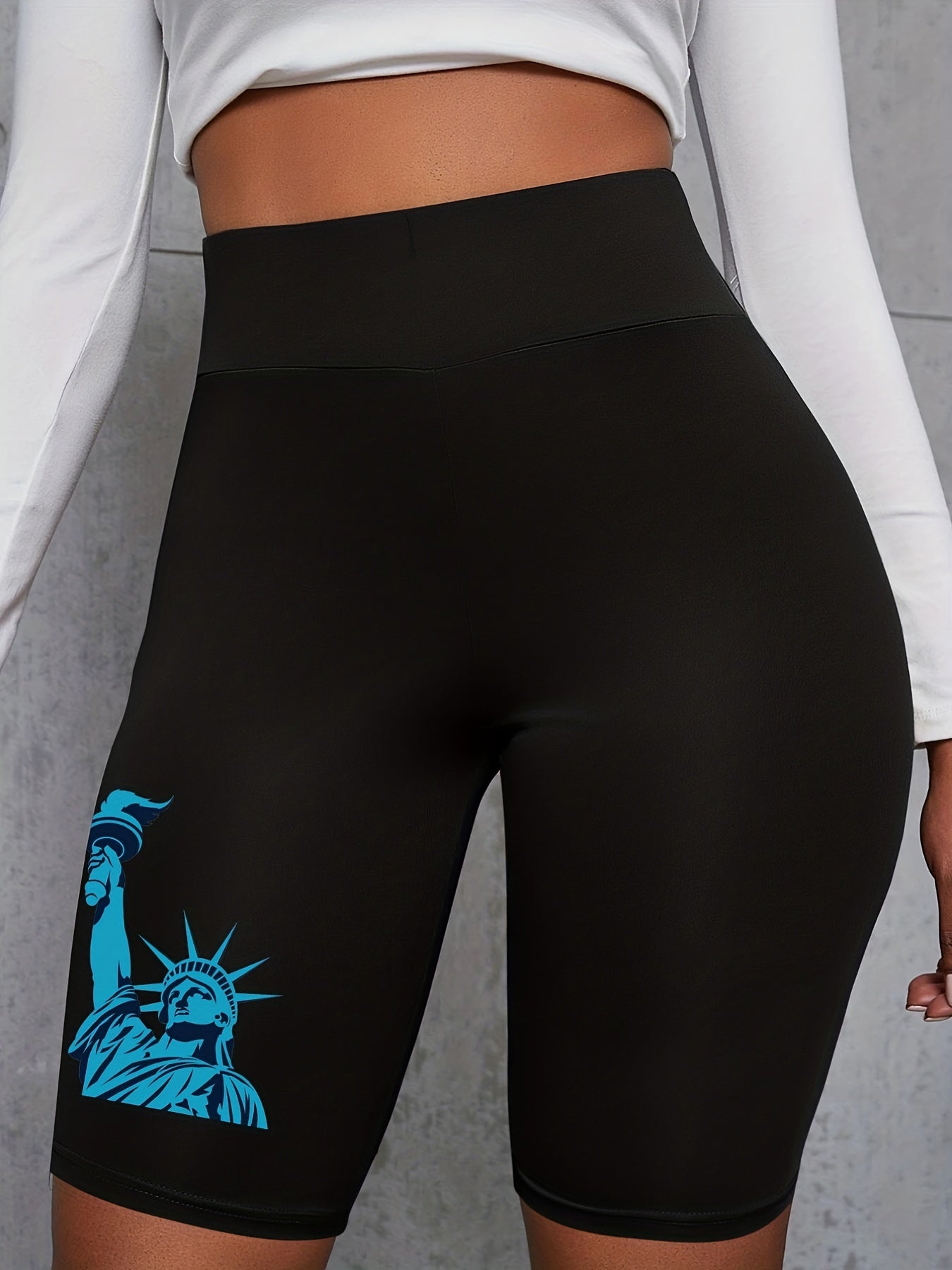  Women's Graphic Print High Rise Skinny Fitness Shorts