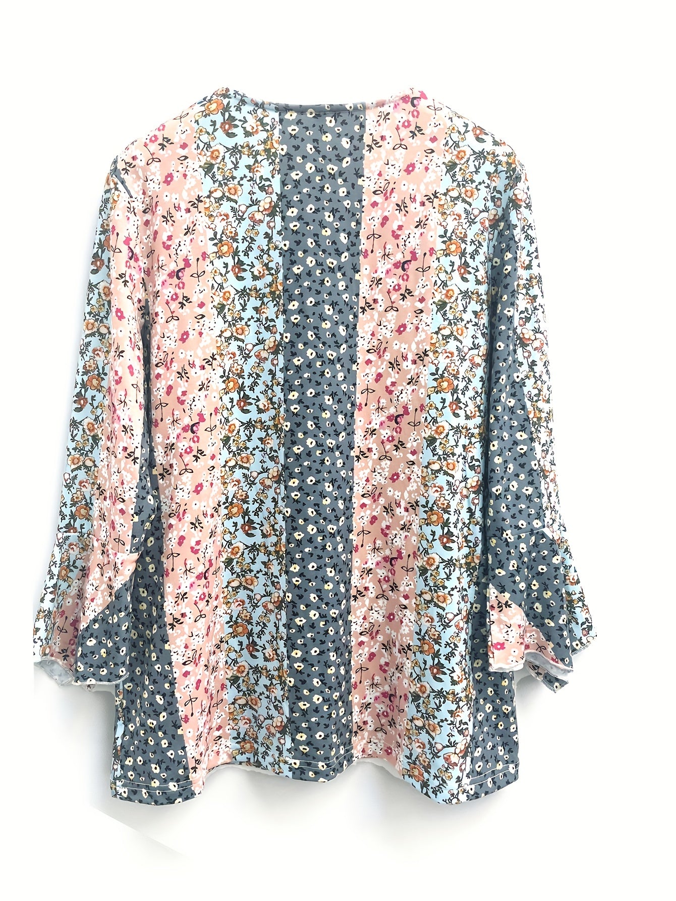  Boho Cardigan Colorblock Floral Print