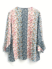  Boho Cardigan Colorblock Floral Print