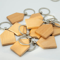 Set of 3 Personalized House Shaped Wooden Key Tags - Custom Engraving