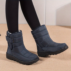 Women's Plush Lined Snow Boots Waterproof Thermal Mid Calf Boots