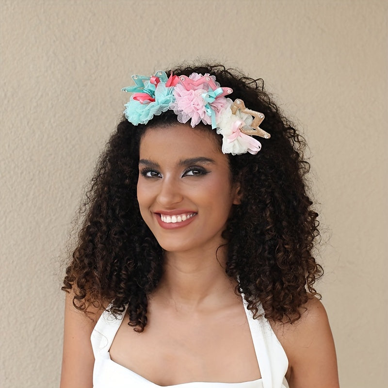 Boho Cartoon Crown Decor Headband Flower Head Hoop Hair Band