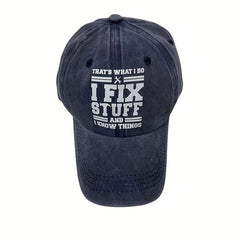 Printed Baseball Cap Washed Distressed Dad Hat Vintage Unisex Adjustable