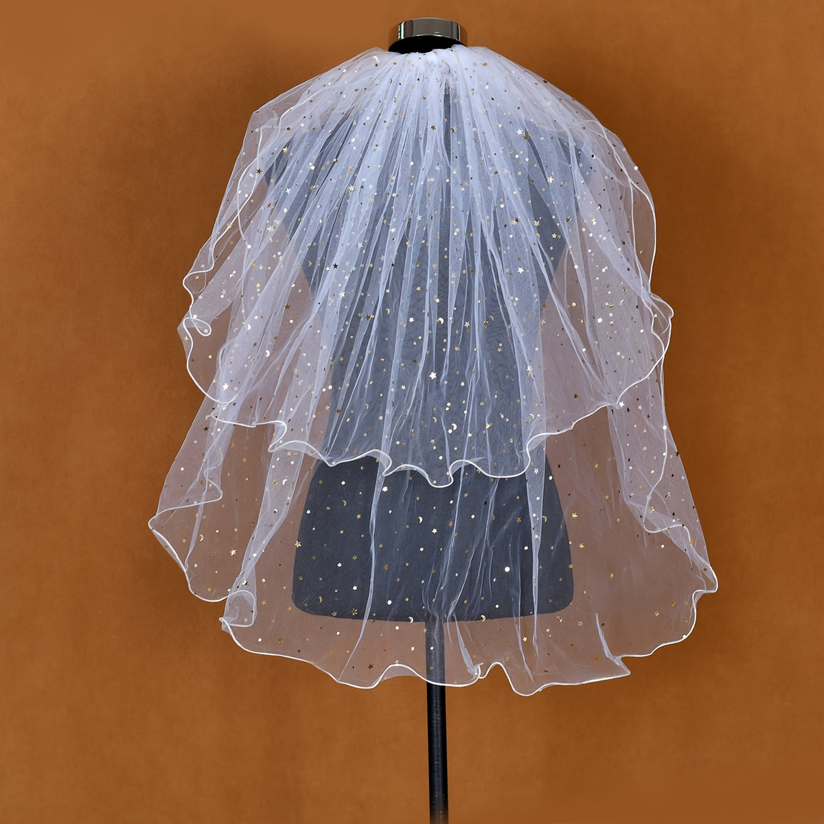 Double Layer Sequin Bridal Veil with Comb for Wedding M14