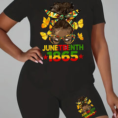  Cartoon Print Tee & Shorts Set - Casual Two Piece Outfit