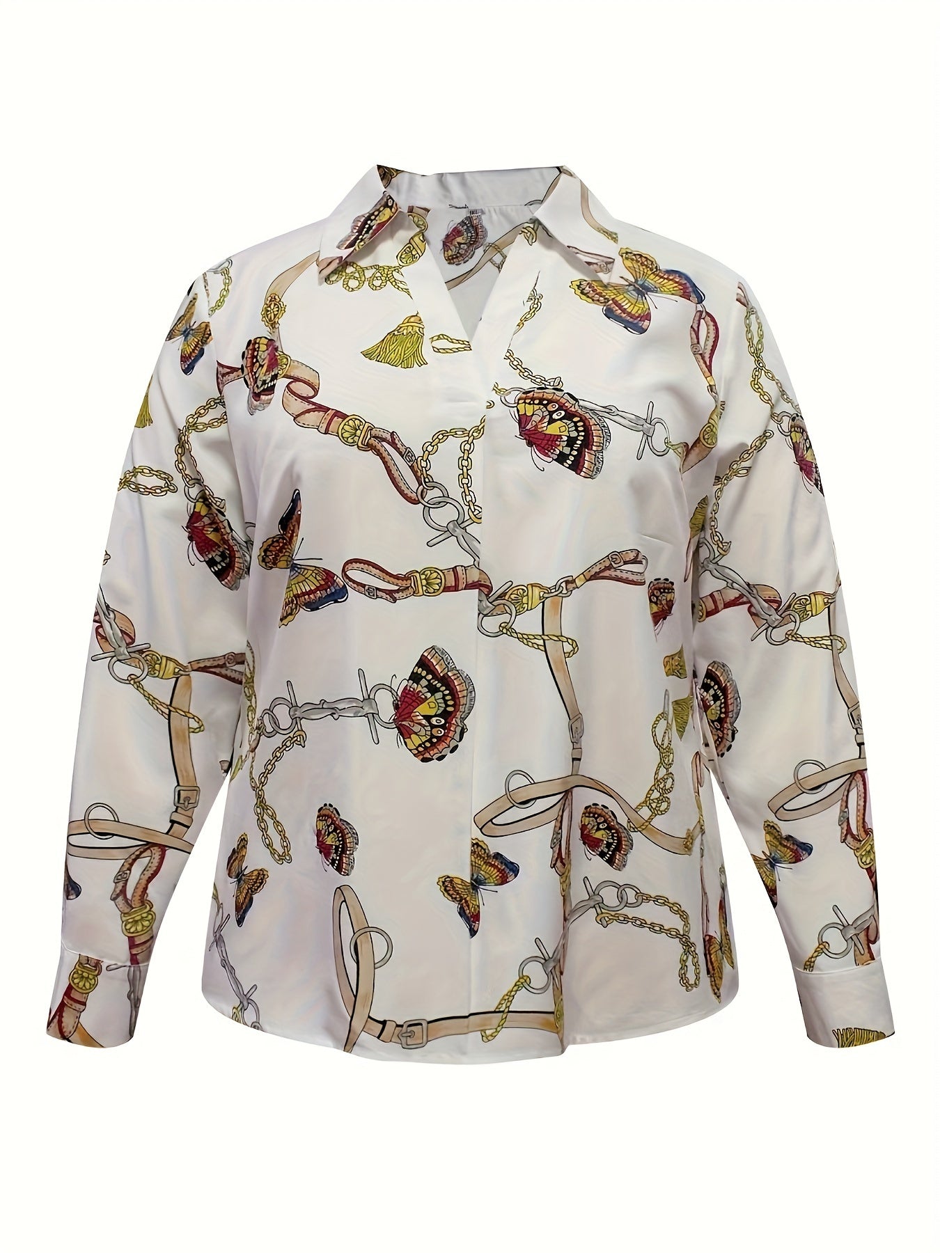  Butterfly Print Long Sleeve Shirt Top