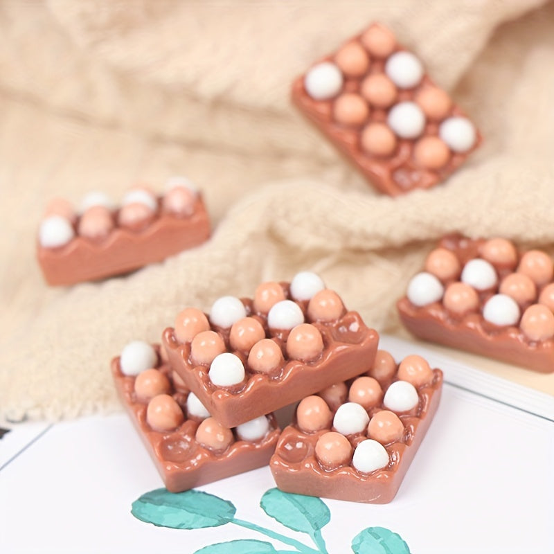 1:12 Scale Mini Eggs for Dollhouse Kitchen - Mixed Pastel Colors & Pink