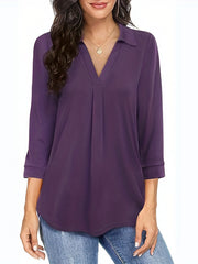  Solid Half Sleeve Tunic Top