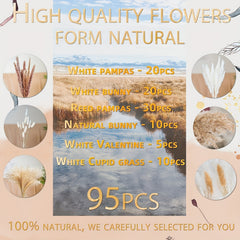 Natural Pampas Grass Bouquet Dried Floral Arrangement Table Wedding Rustic Decor