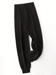  Heart Print Jogger Trousers Elastic Drawstring High Rise