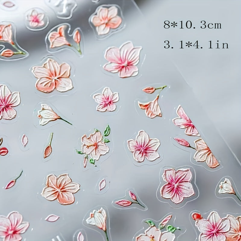 Flower Embossed Nail Art Stickers - Perfect Manicure Accessory