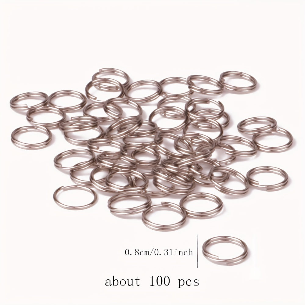 100pcs Stainless Steel Split Ring Double Ring Jump Ring Mini Connecting Key Ring
