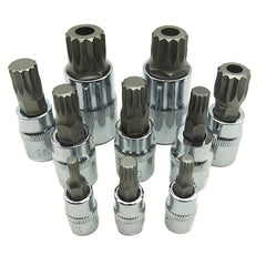 10pcs Triple Square Spline Bit Sockets Set Anti Rust Ratchets Wrench Hand Tools